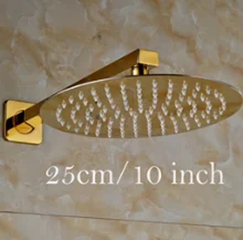 Chrome Ultrathin Bath 8''10''12" Rainfall Shower Head with Shower Arm Stainless Steel Bathroom Accessory