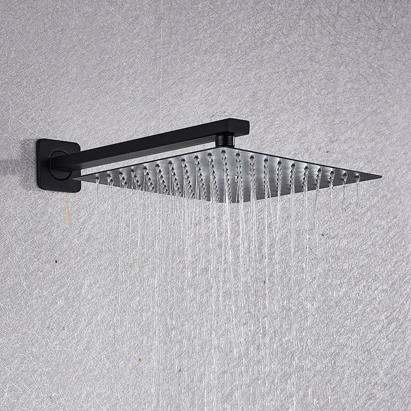Chrome Ultrathin Bath 8''10''12" Rainfall Shower Head with Shower Arm Stainless Steel Bathroom Accessory