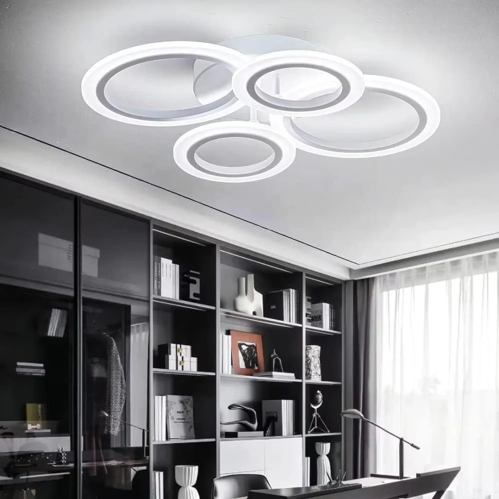 LED Ring Light Fixture | Modern Ceiling Chandelier with Remote for Bedrooms and Living Rooms