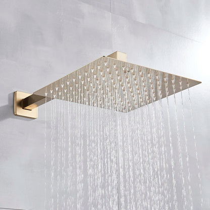 Chrome Ultrathin Bath 8''10''12" Rainfall Shower Head with Shower Arm Stainless Steel Bathroom Accessory